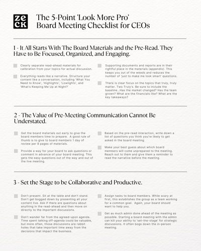 The 5-Point Look More Pro Board Meeting Checklist for CEOs cover