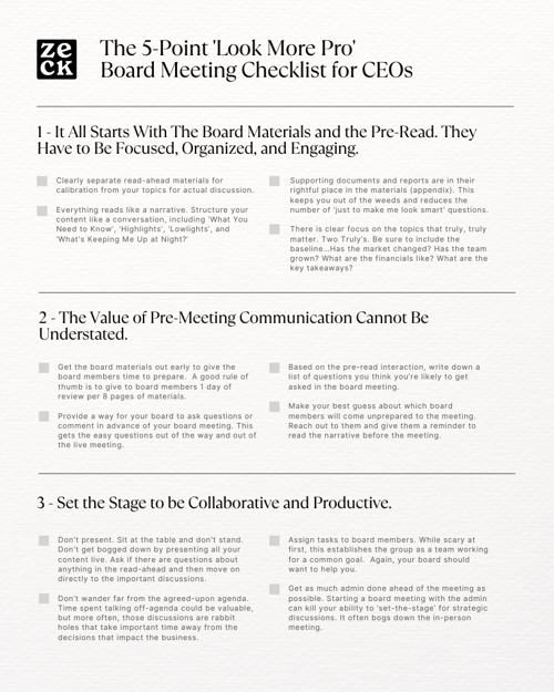 The 5-Point Look More Pro Board Meeting Checklist for CEOs cover The 5-Point Look More Pro Board Meeting Checklist for CEOs cover